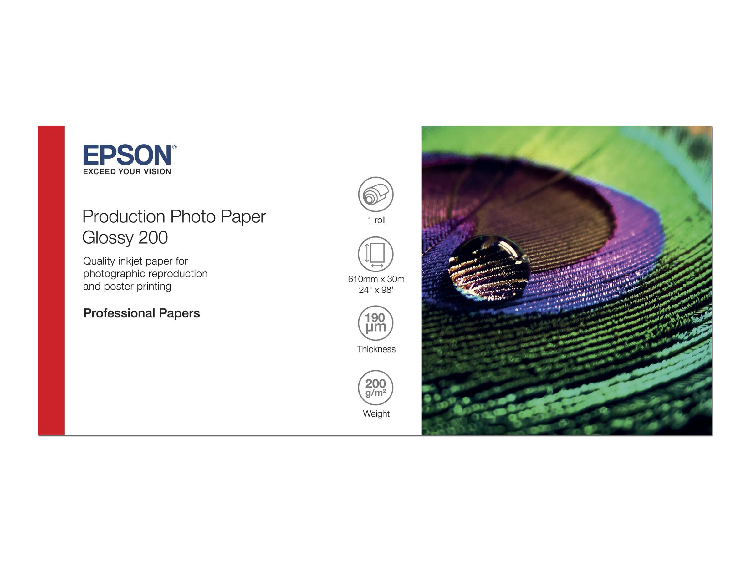 Epson Production - Polyethylen (PE) - glnzend - mikropors - 200 Mikron - Rolle (60,96 cm x 30 m)