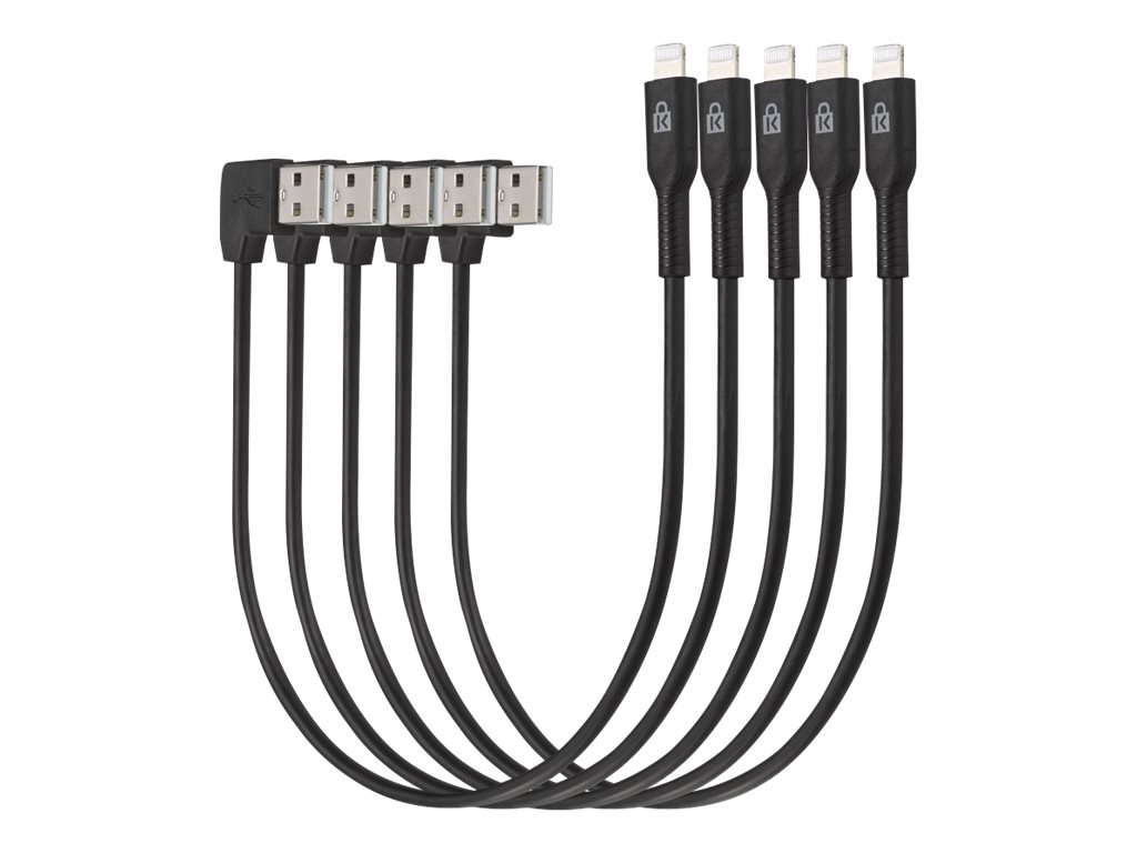 Kensington Charge & Sync Cable - Lightning-Kabel - USB männlich zu Lightning männlich - 20 cm - Schwarz (Packung mit 5) - für Ap