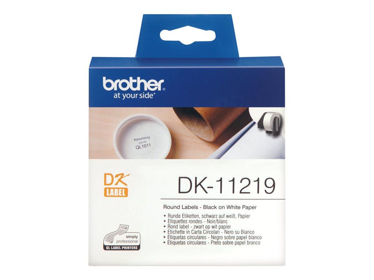 Brother DK-11219 - Schwarz auf Weiss - Rolle (1,2 cm) 1200 Stck. (1 Rolle(n) x 1200) Etiketten - fr Brother QL-1050, QL-1060, Q