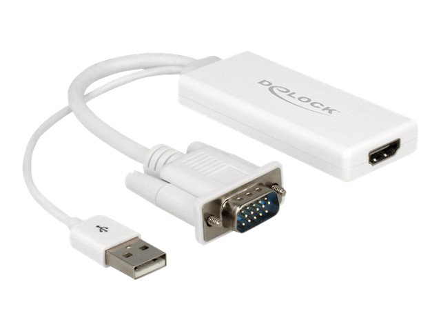 Delock - Video- / Audio-Adapter - USB, 15 pin D-Sub (DB-15) mnnlich zu HDMI weiblich - 25 cm - weiss