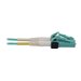 Eaton Tripp Lite Series 40/100G Multimode 50/125 OM4 Fiber Optic Cable (12F MTP/MPO-PC to 4x Duplex LC/PC F/M), LSZH, Magenta, 1