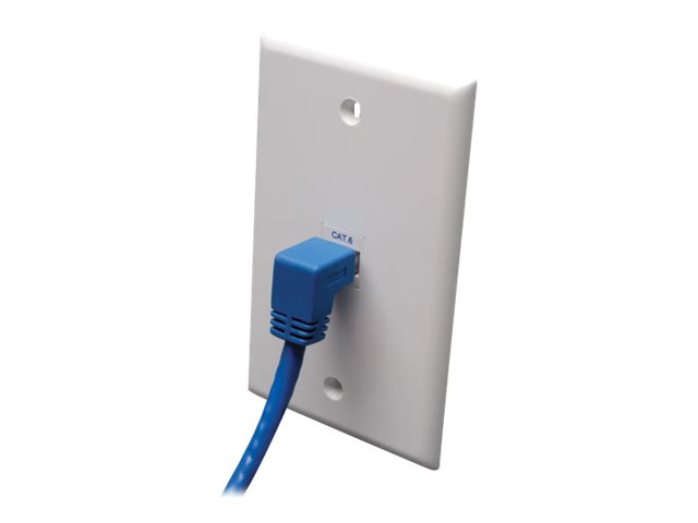 Eaton Tripp Lite Series Down-Angle Cat6 Gigabit Molded UTP Ethernet Cable (RJ45 Right-Angle Down M to RJ45 M), Blue, 3 ft. (0.91