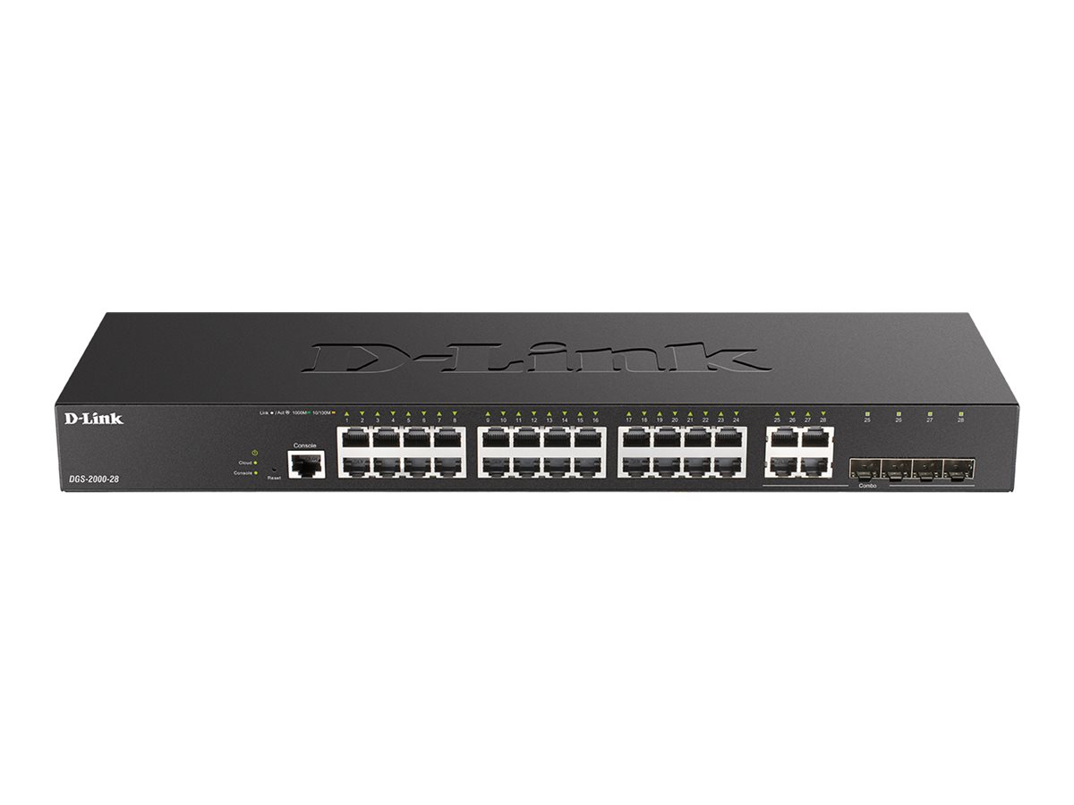 D-Link DGS 2000-28 - Switch - L3 - managed - 24 x 10/100/1000 + 4 x Fast Ethernet/Gigabit SFP, kombiniert - an Rack montierbar