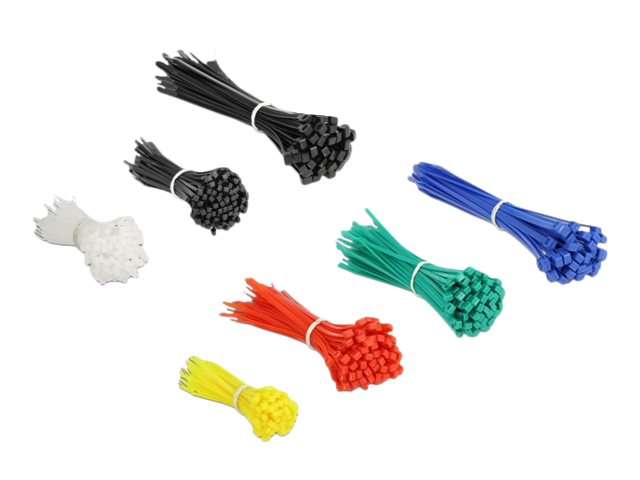 DeLOCK Cable tie assortment box 600 pieces assorted colours - Kabelbinder-Kit - Schwarz, weiss, Blau, Gelb, Rot, grn