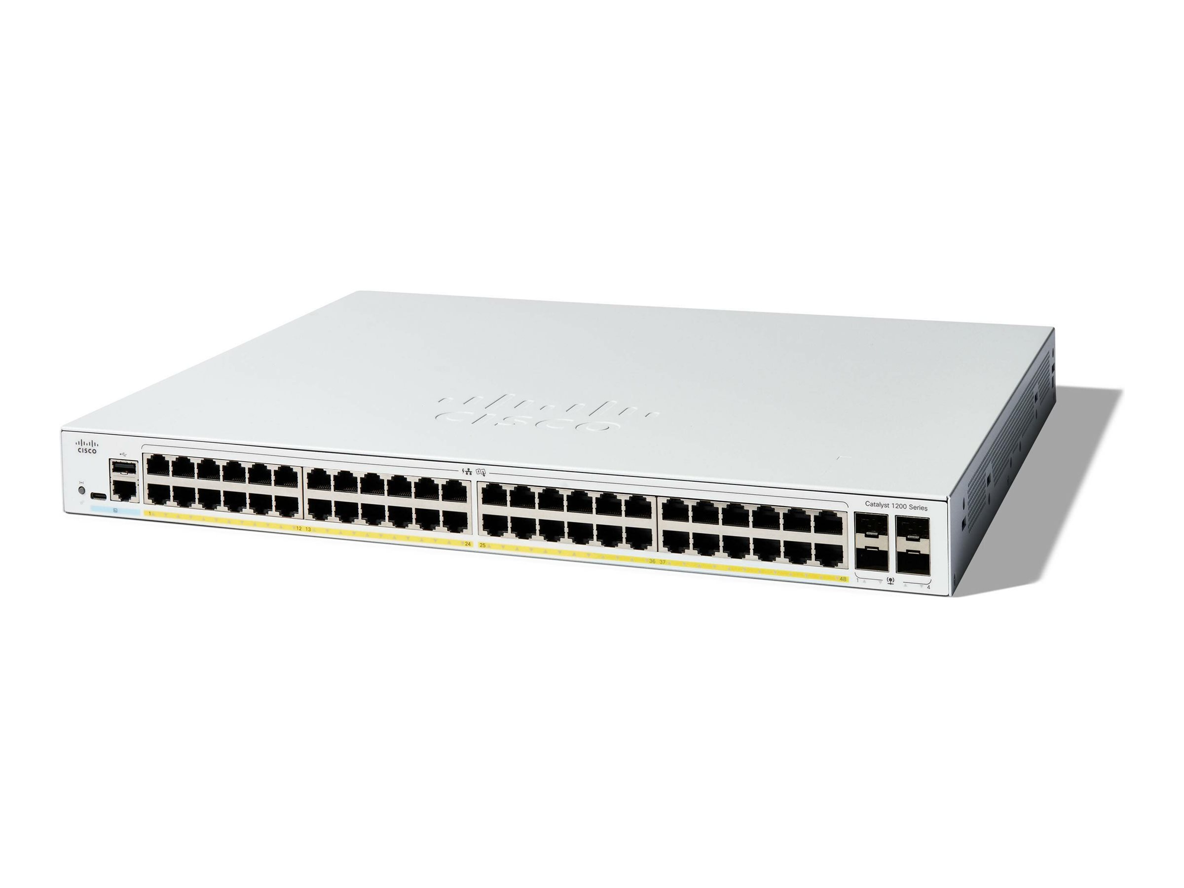 Cisco Catalyst 1200-48P-4G - Switch - L3 - Smart - 48 x 10/100/1000 (PoE+) + 4 x Gigabit SFP - an Rack montierbar