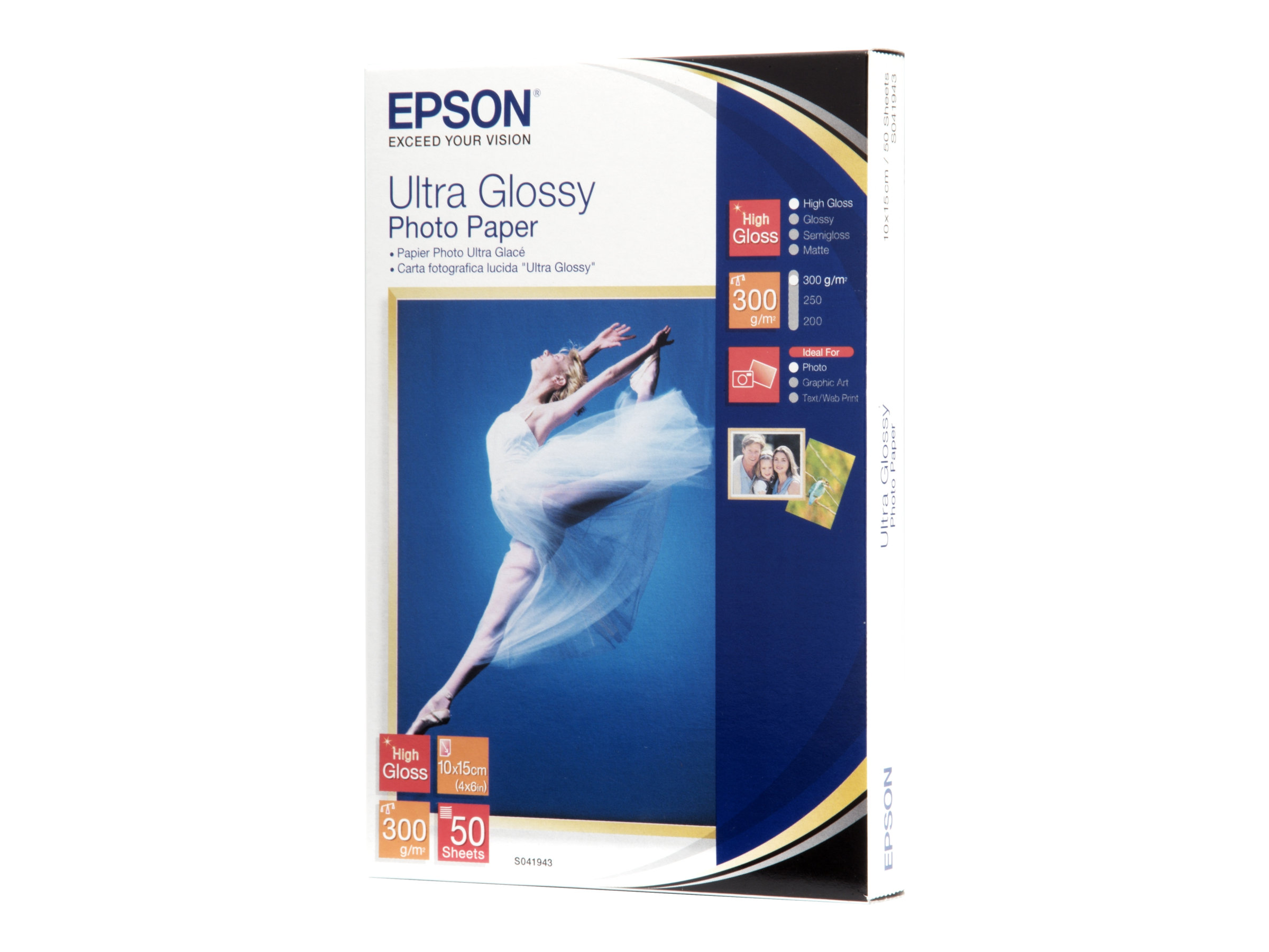 Epson Ultra Glossy Photo Paper - Glnzend - 100 x 150 mm 50 Blatt Fotopapier - fr EcoTank ET-1810, 2810, 2811, 2814, 2815, 2820