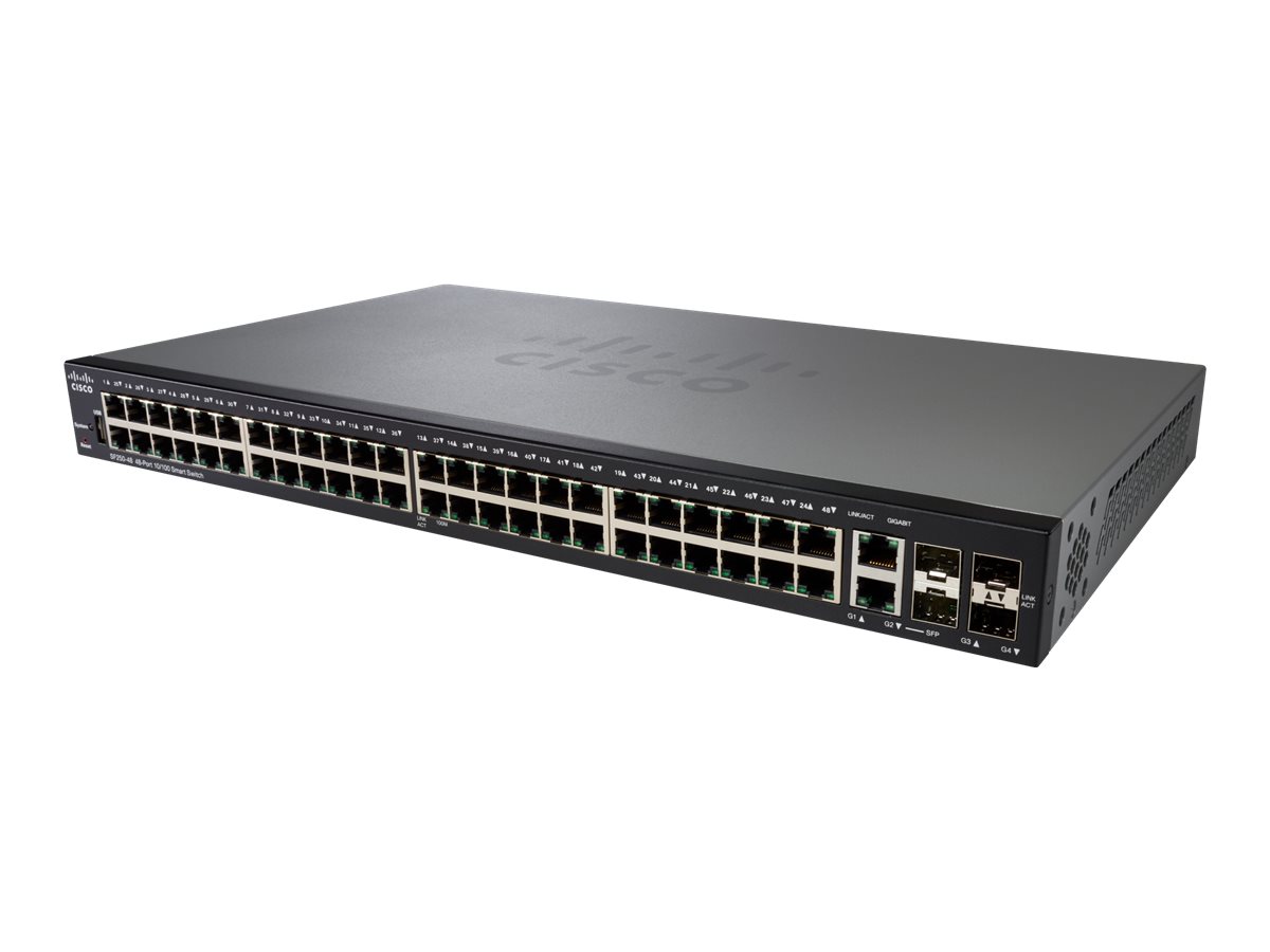 Cisco 250 Series SF250-48 - Switch - Smart - 48 x 10/100 + 2 x 10/100/1000 + 2 x Kombi-Gigabit-SFP + 2 x Gigabit SFP - an Rack m
