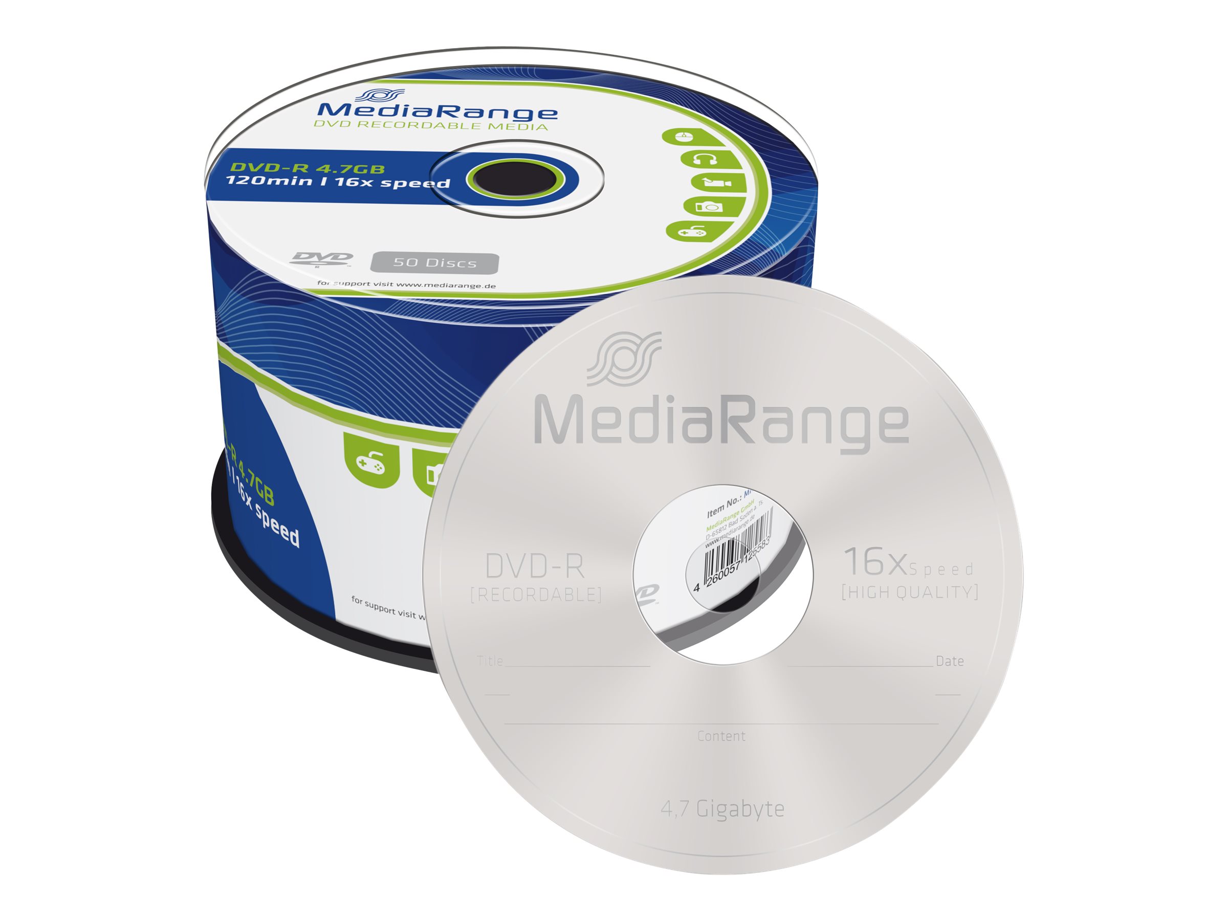 MediaRange - 50 x DVD-R - 4.7 GB (120 Min.) 16x - Spindel