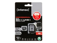 Intenso - Flash-Speicherkarte (microSDXC-an-SD-Adapter inbegriffen) - 64 GB - UHS Class 1 / Class10 - microSDXC UHS-I