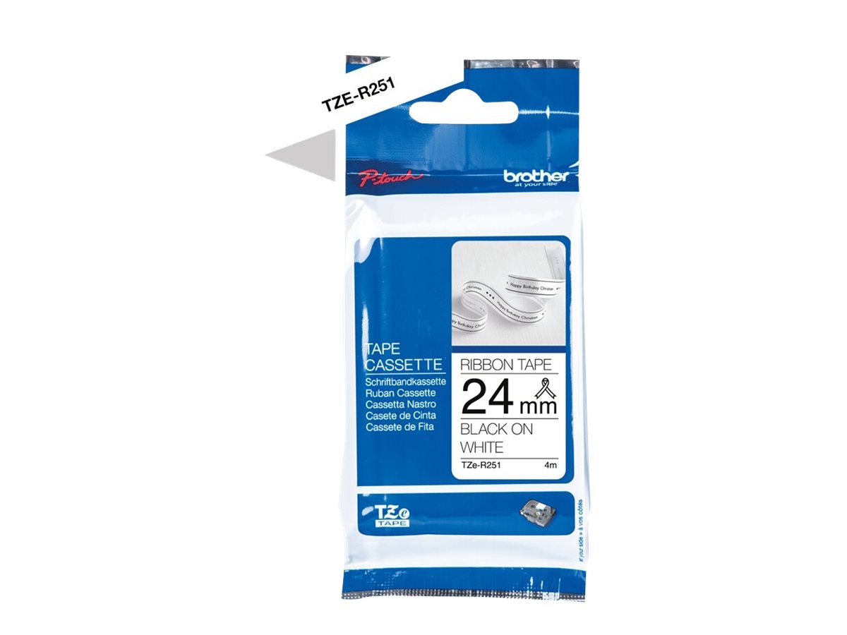 Brother TZe-R251 - Seidig - Schwarz auf Weiss - Rolle (2,4 cm x 4 m) 1 Kassette(n) Band - fr Brother PT-D600; P-Touch PT-E800; 
