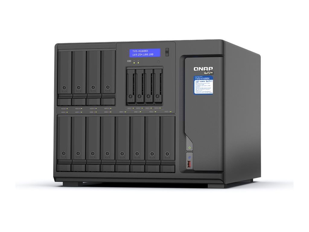 QNAP TVS-H1688X - NAS-Server - 16 Schchte - SATA 6Gb/s - RAID RAID 0, 1, 5, 6, 10, 50, JBOD, 60 - RAM 32 GB