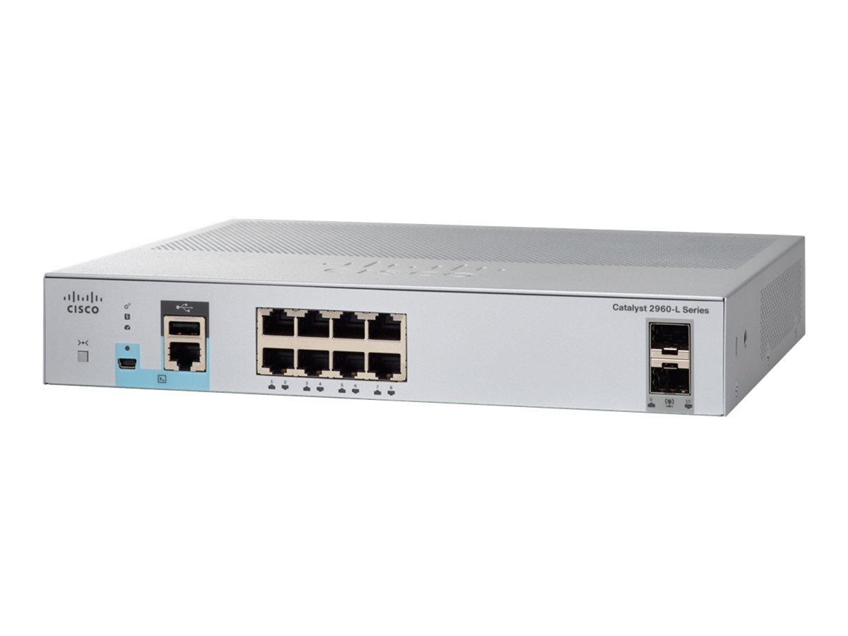 Cisco Catalyst 2960L-8TS-LL - Switch - managed - 8 x 10/100/1000 + 2 x Gigabit SFP (Uplink) - Desktop, an Rack montierbar