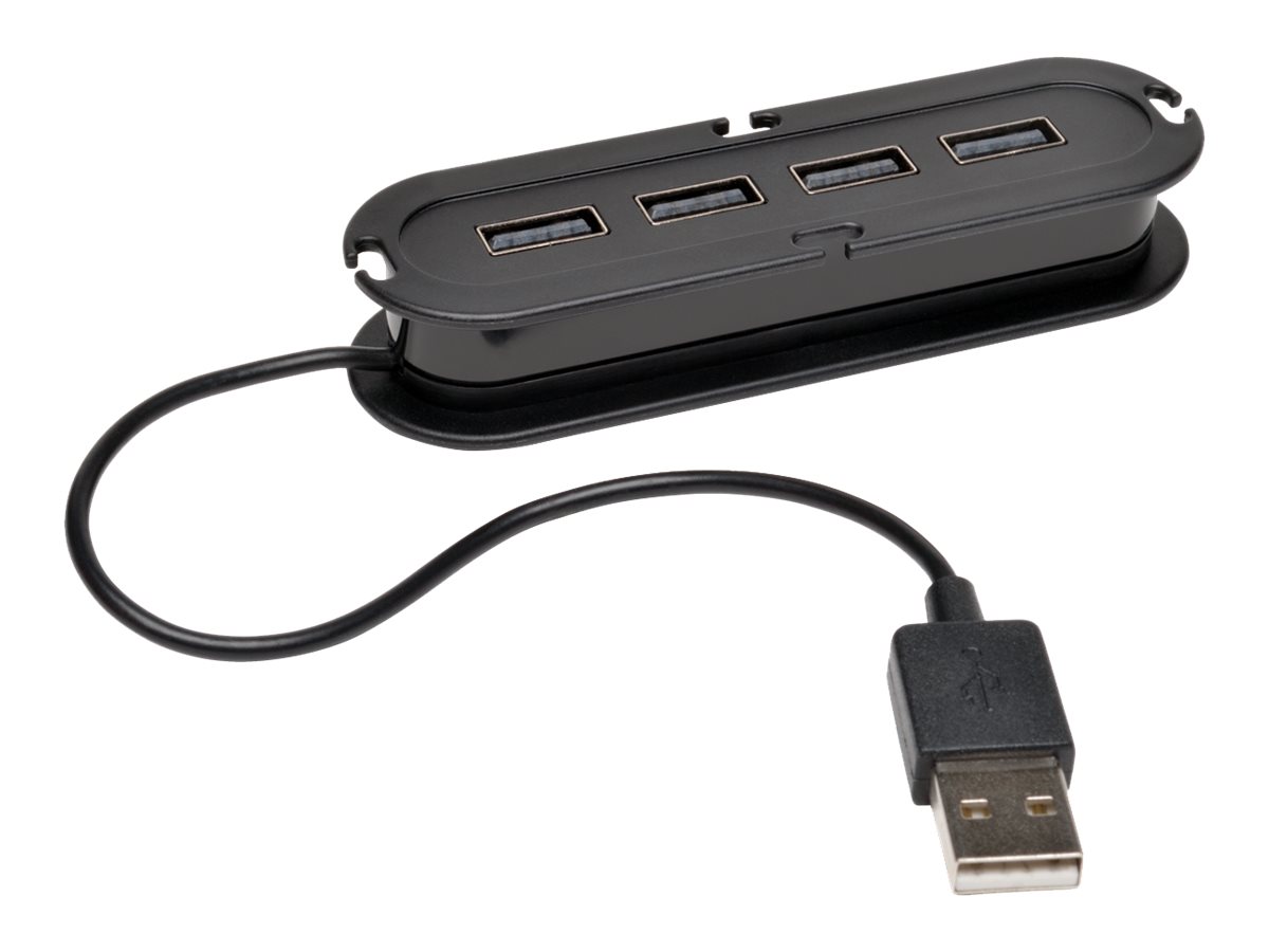Tripp Lite 4-Port USB 2.0 Compact Mobile Hi-Speed Ultra-Mini Hub w/ Cable - Hub - 4 x USB 2.0 - Desktop