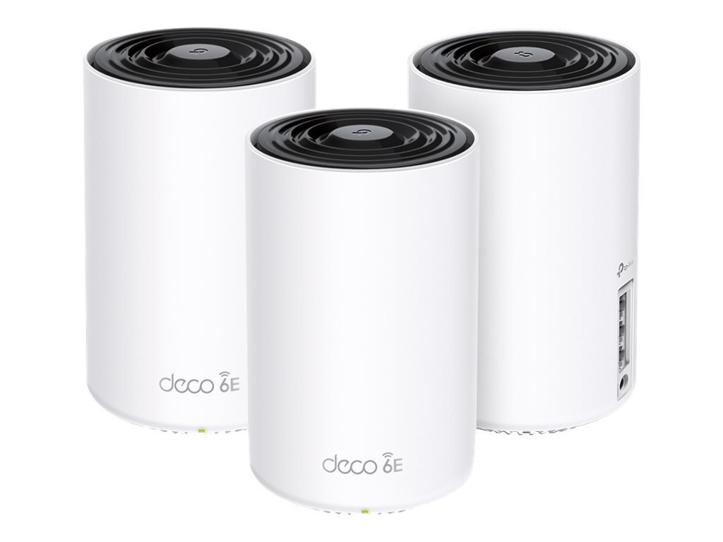 TP-Link Deco XE75 V1 - WLAN-System (3 Router) - up to 7,200 sq.ft - Netz - GigE, 802.11ax (Wi-Fi 6E) - 802.11a/b/g/n/ac/ax