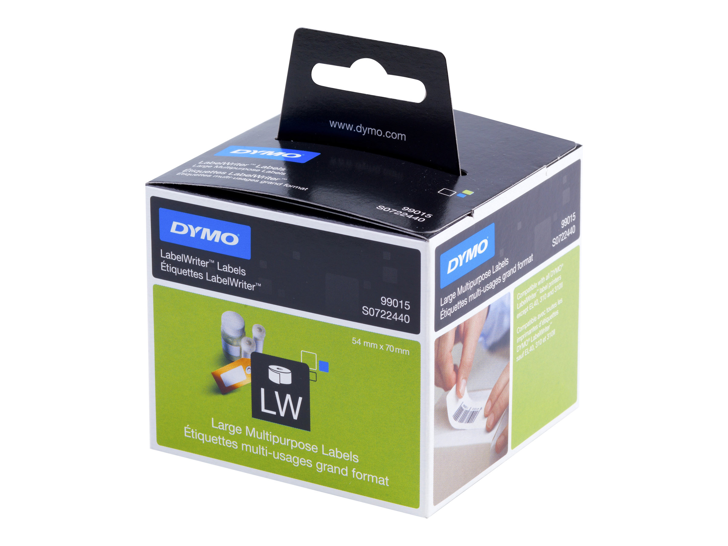 DYMO LabelWriter MultiPurpose - Papier - permanenter Klebstoff - weiss - 54 x 70 mm 320 Etikett(en) (1 Rolle(n) x 320) Mehrzweck