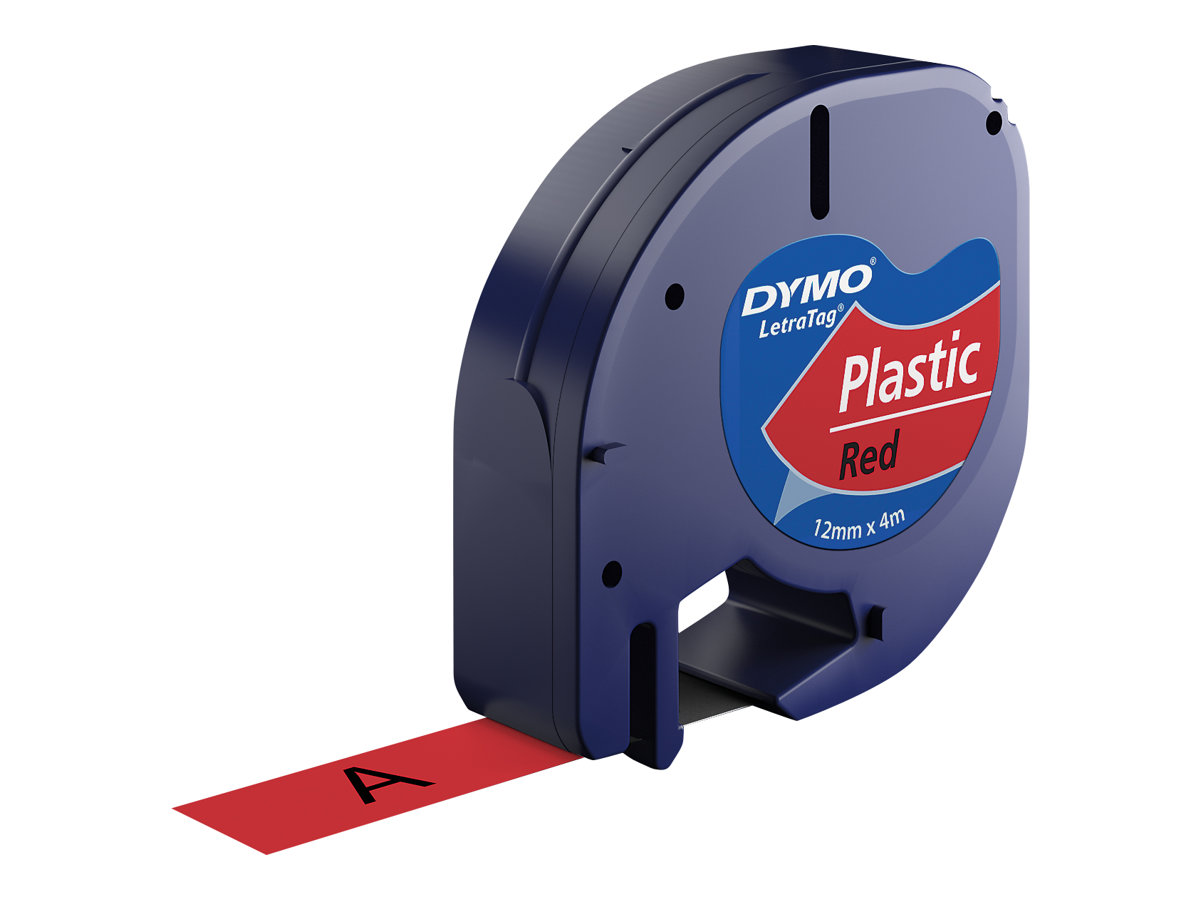DYMO LetraTAG - Kunststoff - schwarz auf rot - Rolle (1,2 cm x 4 m) 1 Kassette(n) Band - für LetraTag LT-100H, LT-100T