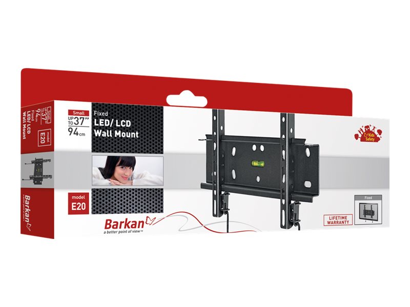 Barkan E20 - Befestigungskit (fest angebrachte Wandhalterung) - fr Flachbildschirm - metallisch schwarz - Bildschirmgrsse: bis