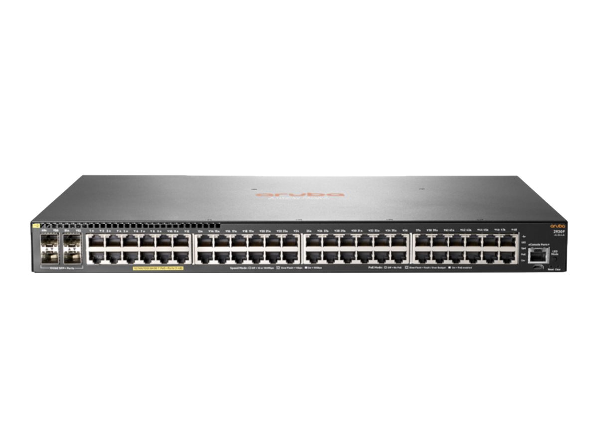 HPE Aruba 2930F 48G PoE+ 4SFP+ TAA - Switch - L3 - managed - 48 x 10/100/1000 (PoE+) + 4 x 1 Gigabit/10 Gigabit SFP+ (Uplink) - 
