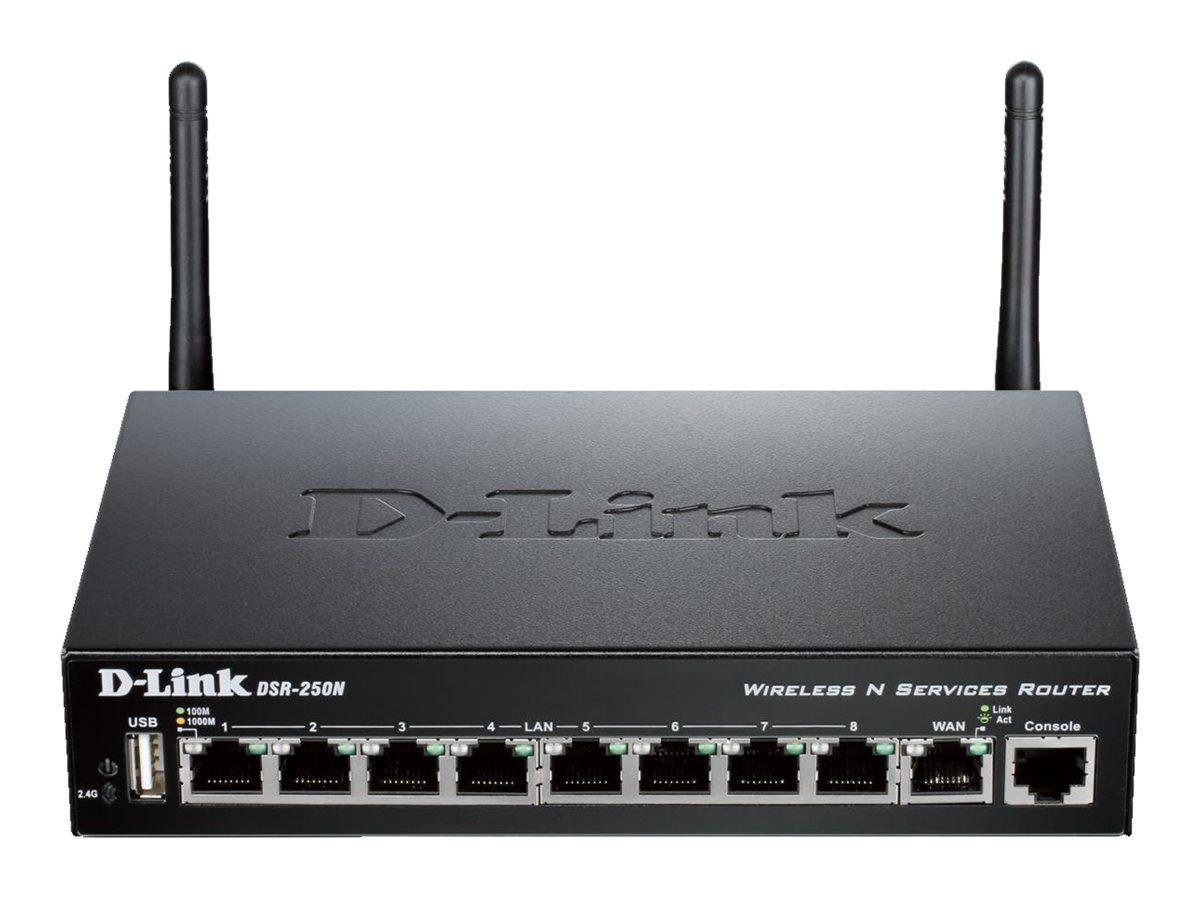 D-Link Unified Services Router DSR-250N - Wireless Router - 8-Port-Switch - GigE - 802.11b/g/n