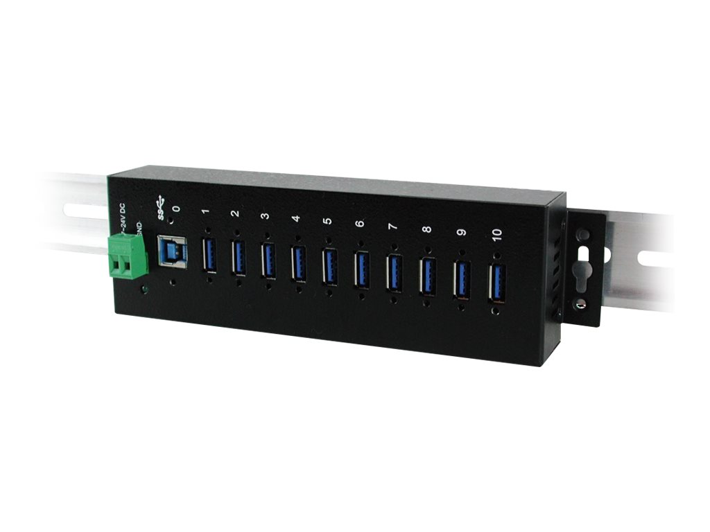 Exsys EX-1110HMVS - Hub - 10 x USB 3.1 Gen 1 - an DIN-Schiene montierbar - Gleichstrom