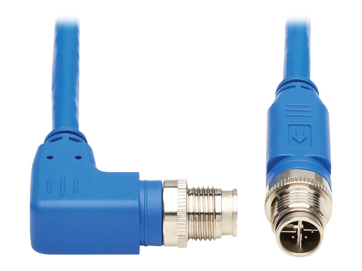 Eaton Tripp Lite Series M12 X-Code Cat6 1G UTP CMR-LP Ethernet Cable (Right-Angle M/M), IP68, PoE, Blue, 2 m (6.6 ft.) - Netzwer