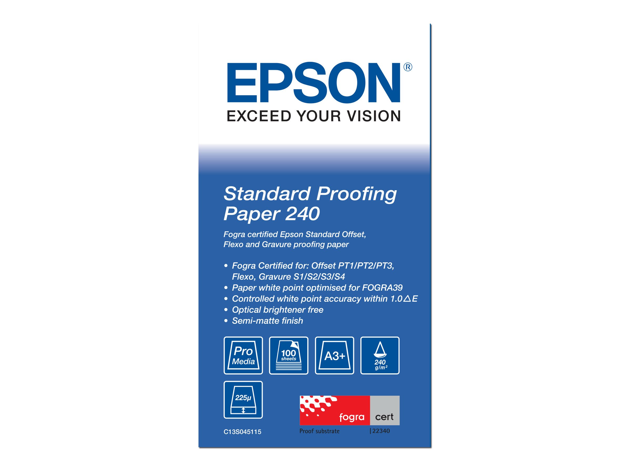 Epson Proofing Paper Standard - Seidenmatt - 9 mil - 330 x 482 mm - 240 g/m - 100 Blatt Proofing-Papier