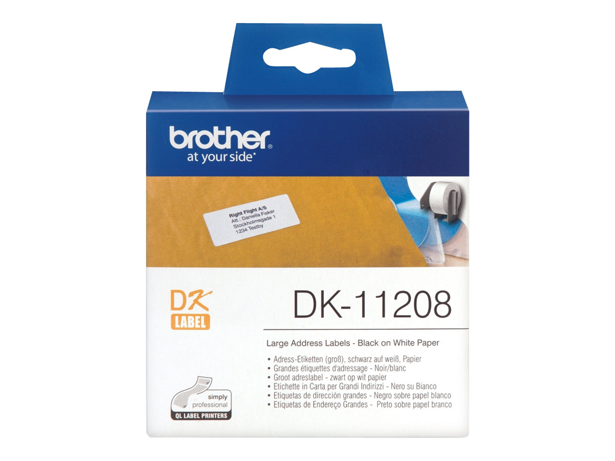 Brother DK-11208 - Schwarz auf Weiss - 400) Adressetiketten - fr Brother QL-1050, 1060, 1110, 500, 550, 560, 570, 580, 600, 650