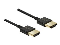 Delock Slim Premium - HDMI-Kabel mit Ethernet - HDMI mnnlich zu HDMI mnnlich - 2 m - Dreifachisolierung - Schwarz