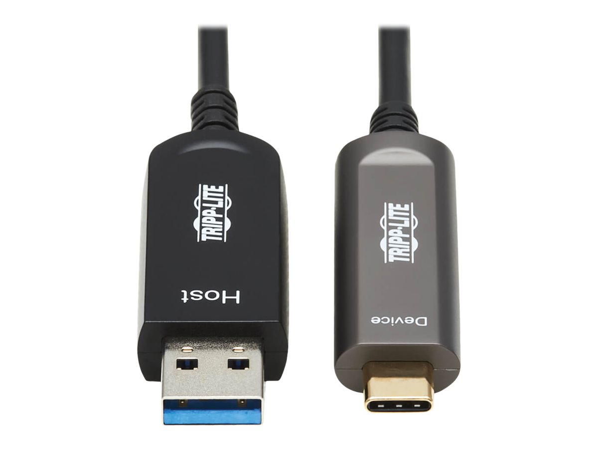 Tripp Lite USB-A to USB-C AOC Cable (M/M) - USB 3.2 Gen 2 Plenum-Rated Fiber Active Optical - Data Only, Black, 10 m - USB-Kabel