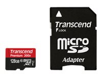 Transcend Premium - Flash-Speicherkarte (microSDXC-an-SD-Adapter inbegriffen) - 128 GB - UHS Class 1 / Class10 - 300x - microSDX