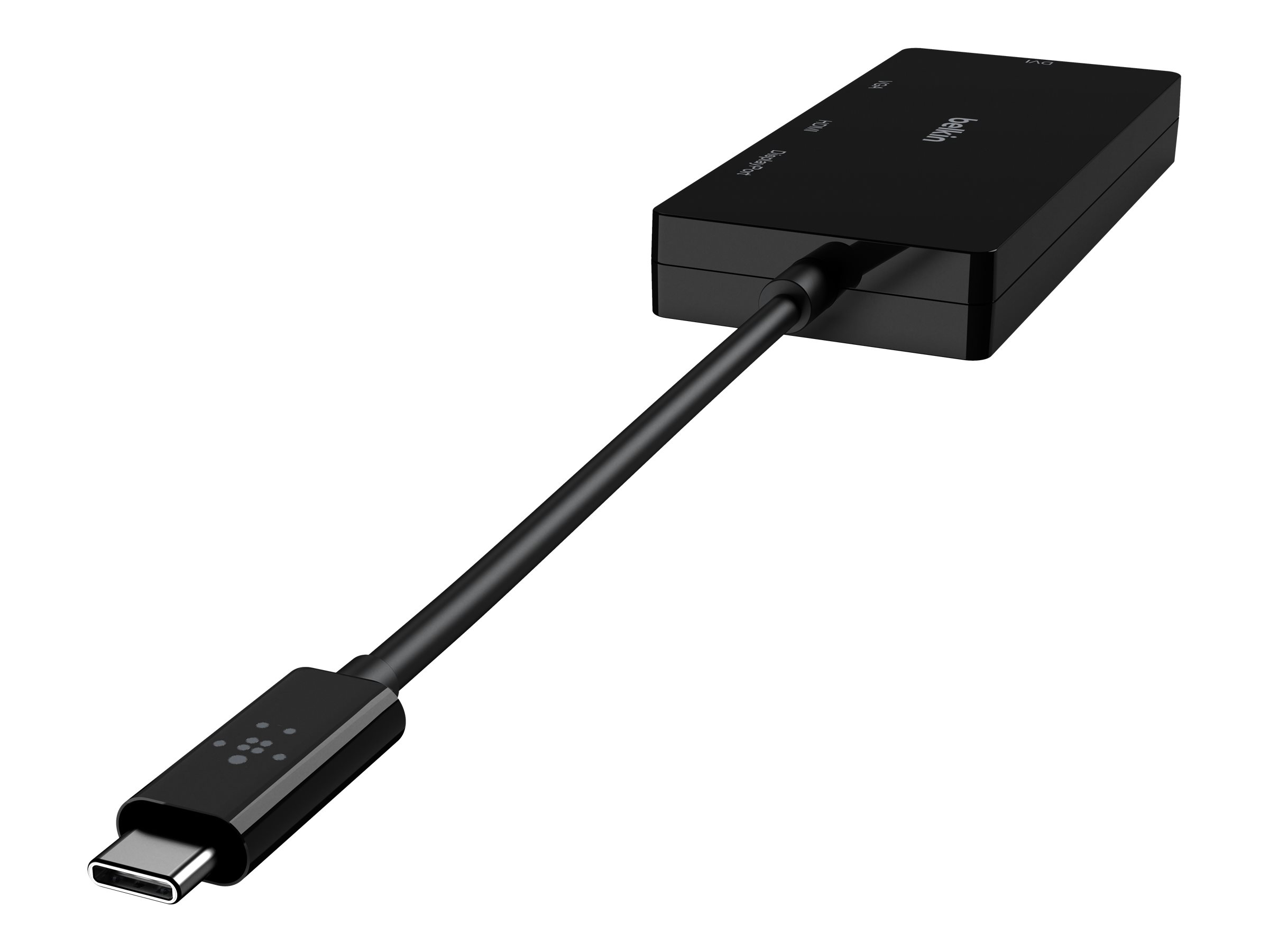 Belkin - Videoadapter - 24 pin USB-C mnnlich zu HD-15 (VGA), DVI-I, HDMI, DisplayPort weiblich - Schwarz - 4K Untersttzung