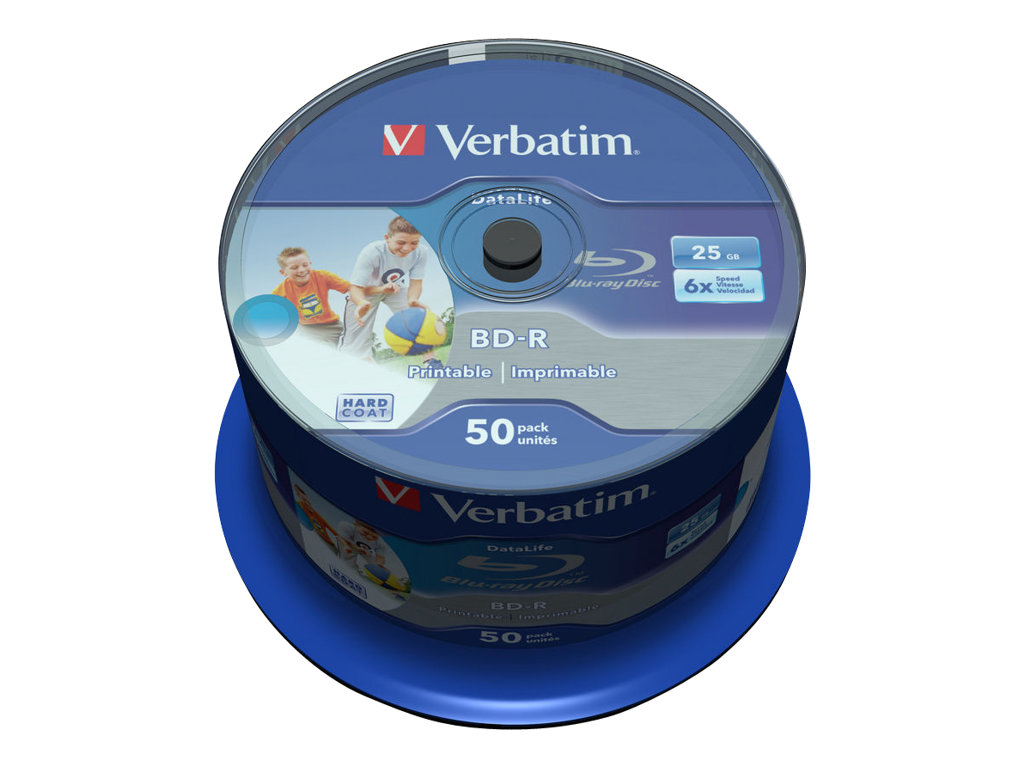 Verbatim DataLife - 50 x BD-R - 25 GB 6x - mit Tintenstrahldrucker bedruckbare Oberflche - Spindel