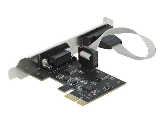 DeLOCK PCI Express Card to 2 x Serial RS-232 - Serieller Adapter - PCIe 2.0 Low-Profile - RS-232 x 2 - Schwarz