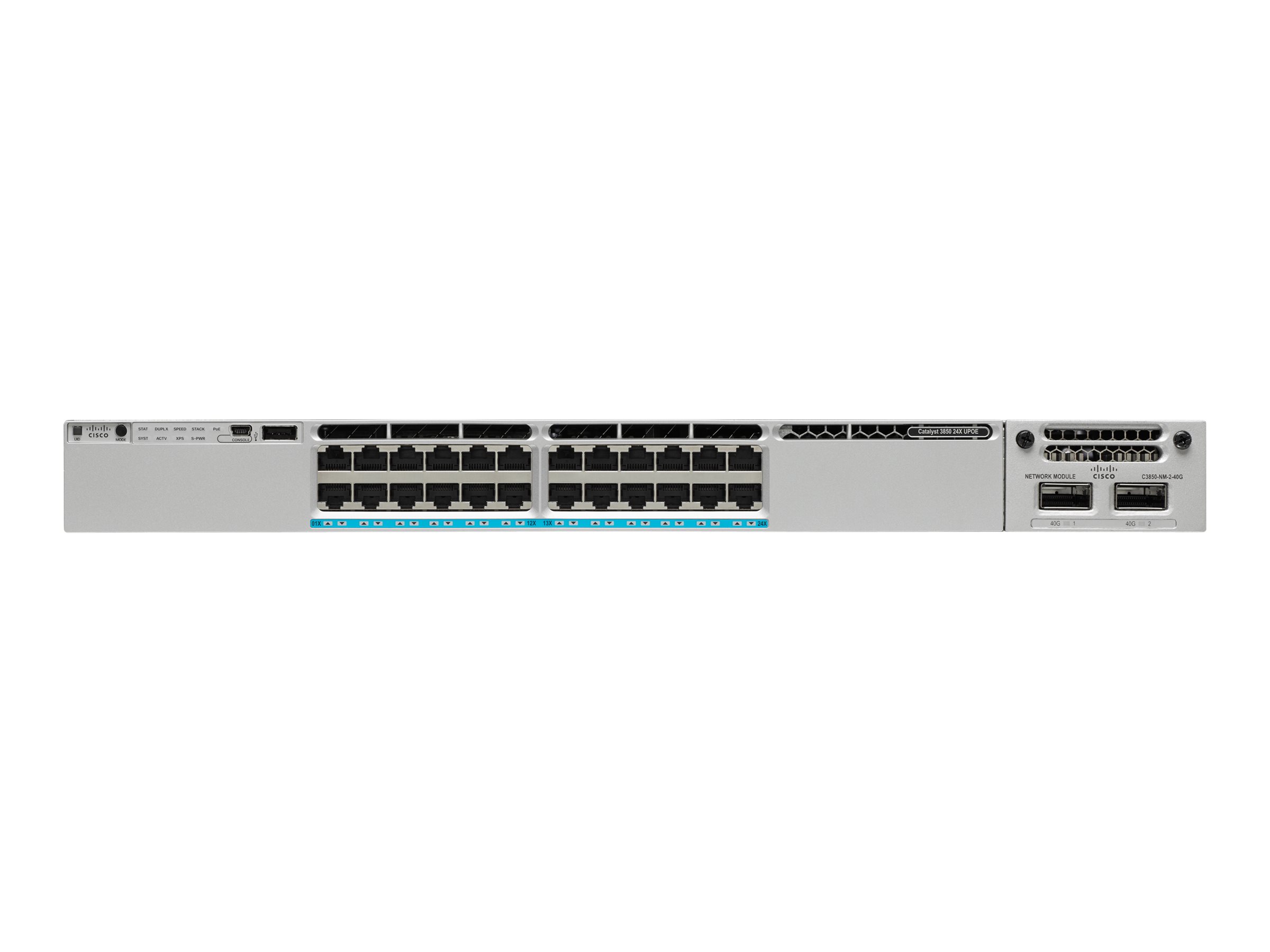 Cisco Catalyst 3850-24XU-E - Switch - L3 - managed - 24 x 10/100/1000 (UPOE) - Desktop, an Rack montierbar