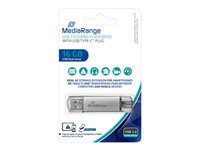 MediaRange combo - USB-Flash-Laufwerk - 16 GB - USB 3.1 / USB-C - Silber