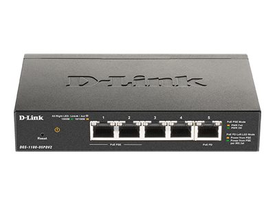 D-Link DGS 1100-05PDV2 - Switch - Smart - 5 x 10/100/1000 (2 PoE) - Desktop - PoE (18 W)