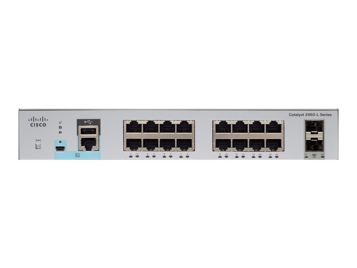Cisco Catalyst 2960L-SM-16TS - Switch - Smart - 16 x 10/100/1000 + 2 x Gigabit SFP (Uplink) - Plugin-Modul