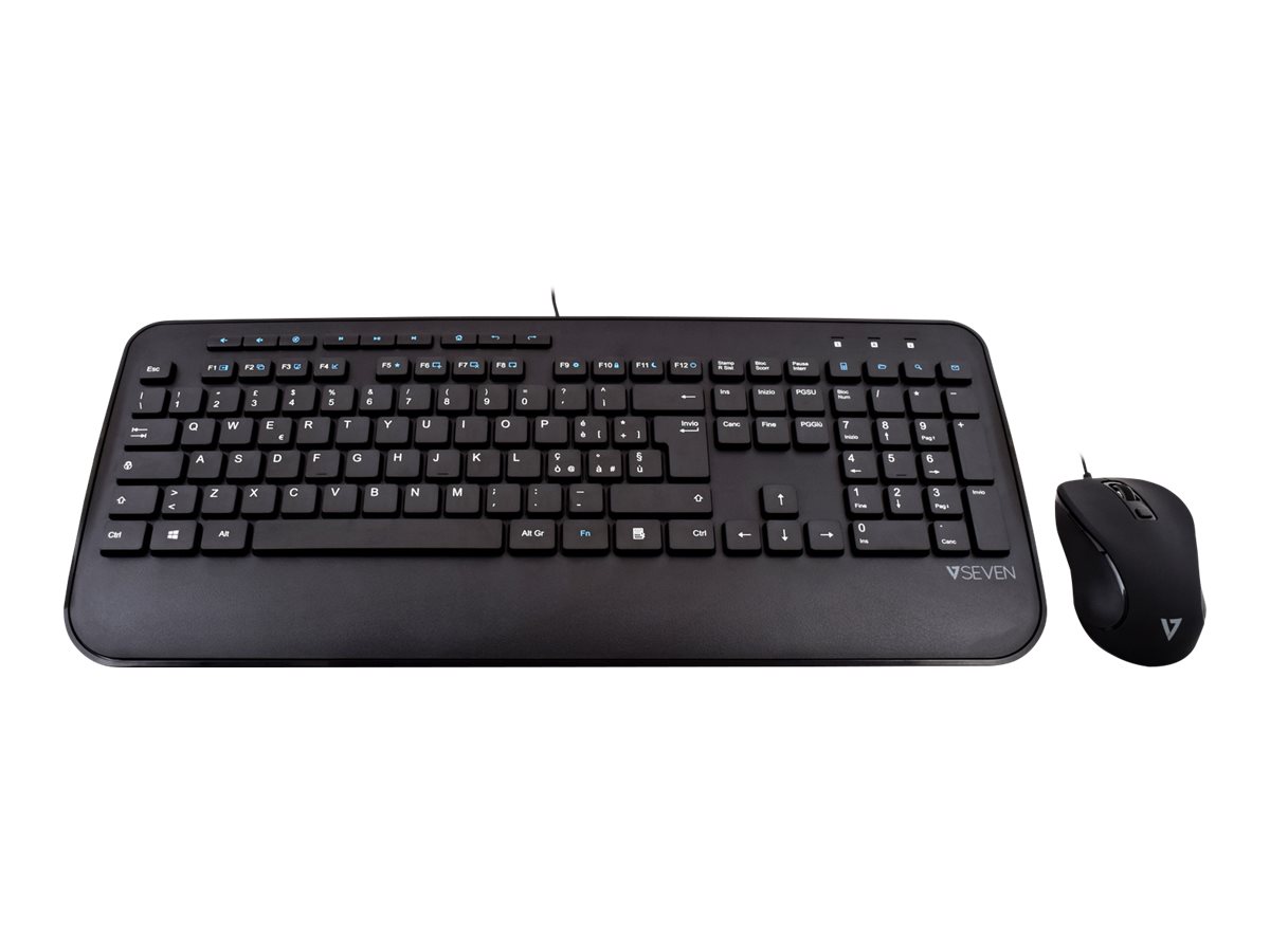 V7 CKU300IT - Tastatur-und-Maus-Set - USB - QWERTY - Italienisch - Schwarz