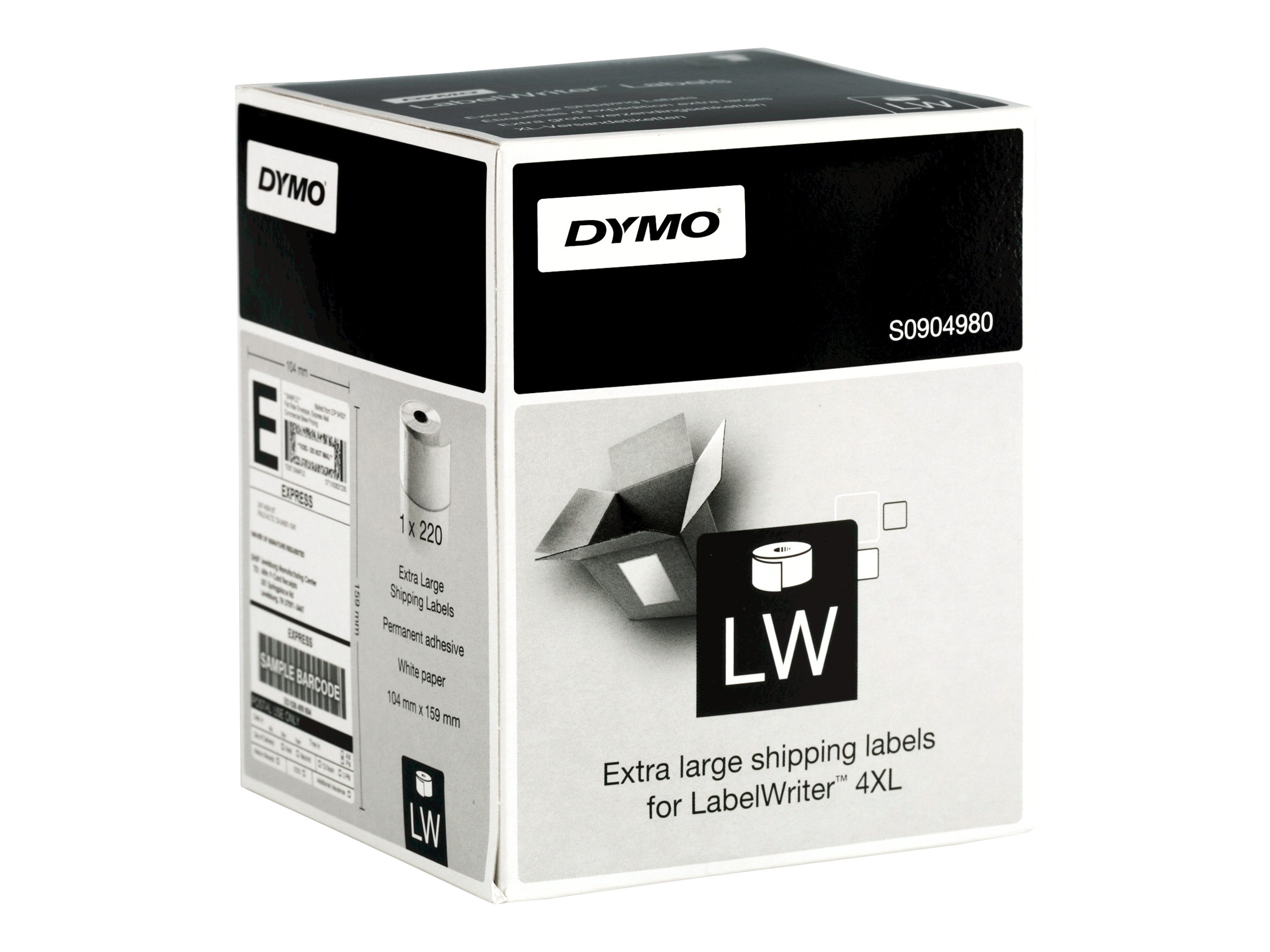 DYMO LabelWriter Extra Large Shipping Labels - 104 x 159 mm 220 Etikett(en) (1 Rolle(n) x 220) Versandetiketten - fr DYMO Label
