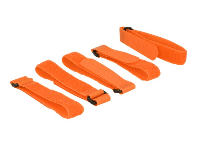 DeLOCK - Klettverschluss - 30 cm - orange (Packung mit 5)