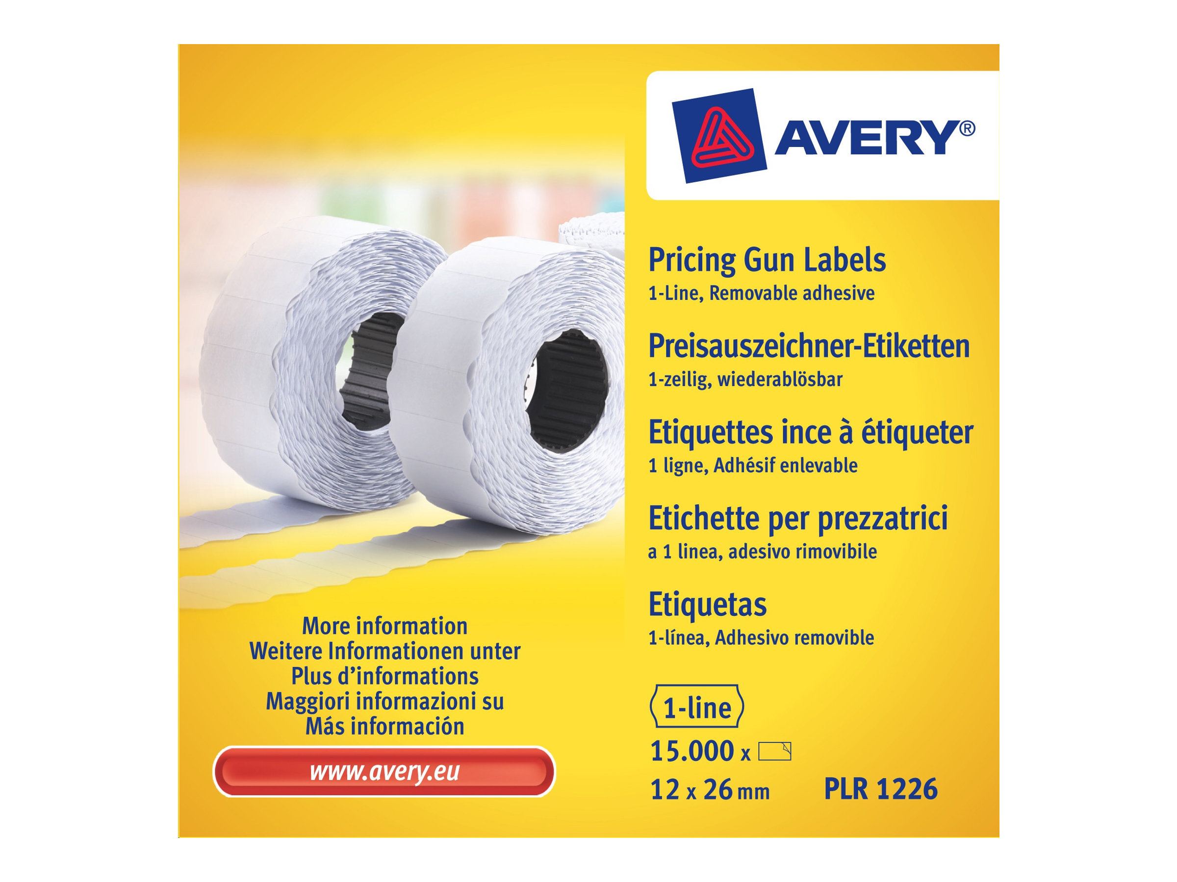 Avery Zweckform - Papier - entfernbarer Klebstoff - weiss - 12 x 26 mm 15000 Etikett(en) (10 Rolle(n) x 1500) Preisschildetikett