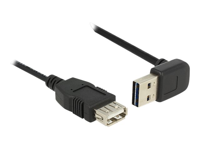 Delock Easy - USB-Verlngerungskabel - USB (M) nach oben/unten abgewinkelt, doppelseitig zu USB (W) - USB 2.0 - 50 cm - Schwarz