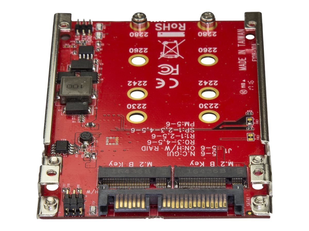StarTech.com M.2 auf SATA Adapter - Dual Slot M.2 NGFF SSD Adapter fr 2,5in Laufwerke - RAID - Speichercontroller (RAID) - M.2 