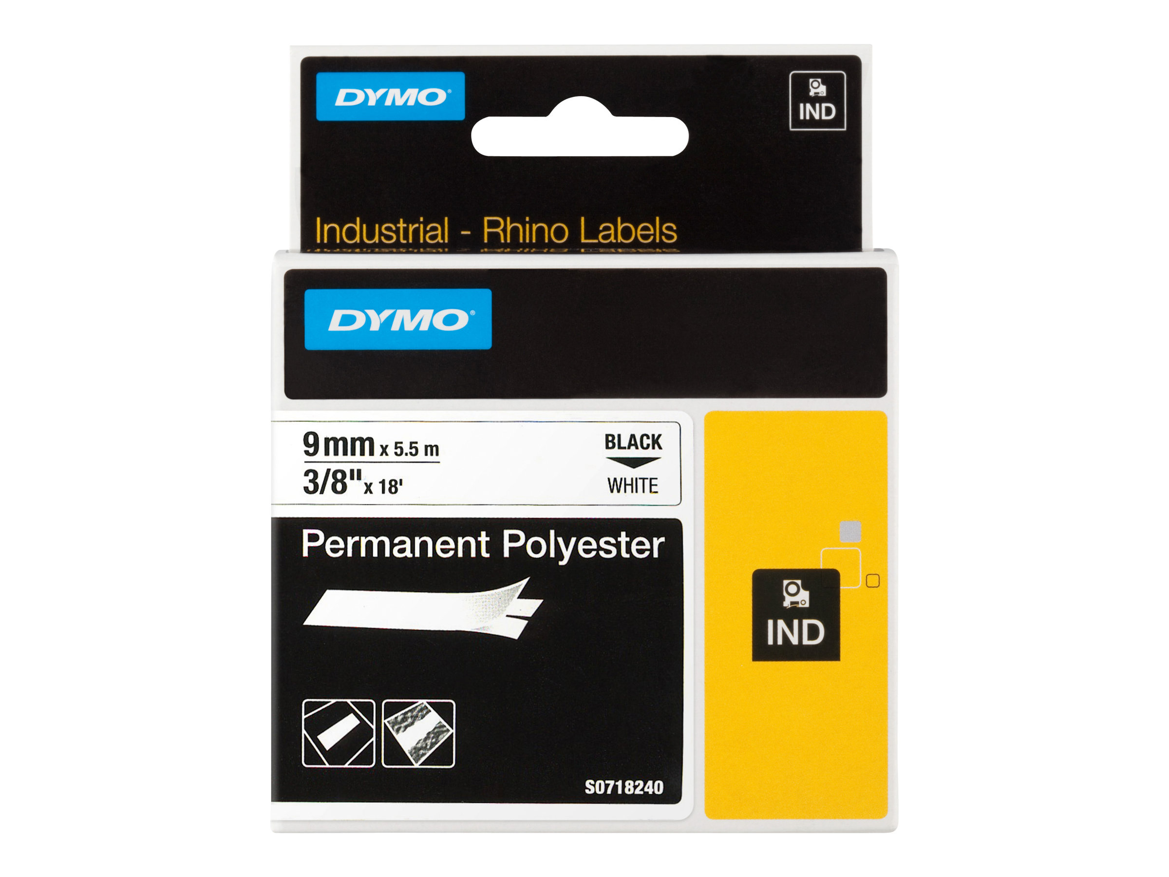 DYMO Rhino - Polyester - Schwarz auf Weiss - Rolle (0,9 cm x 5,5 m) 1 Kassette(n) Permanentband - für Rhino 4200, 6000, 6000 Har