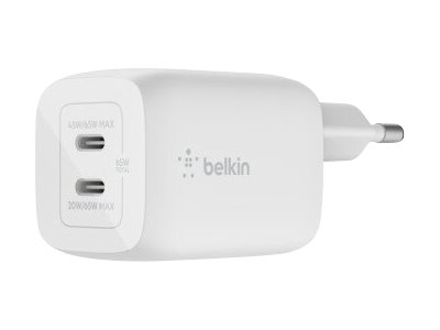 Belkin BOOST CHARGE PRO GaN - Netzteil - PPS- und GaN-Technologie - 65 Watt - Fast Charge, PD 3.0 - 2 Ausgabeanschlussstellen (2