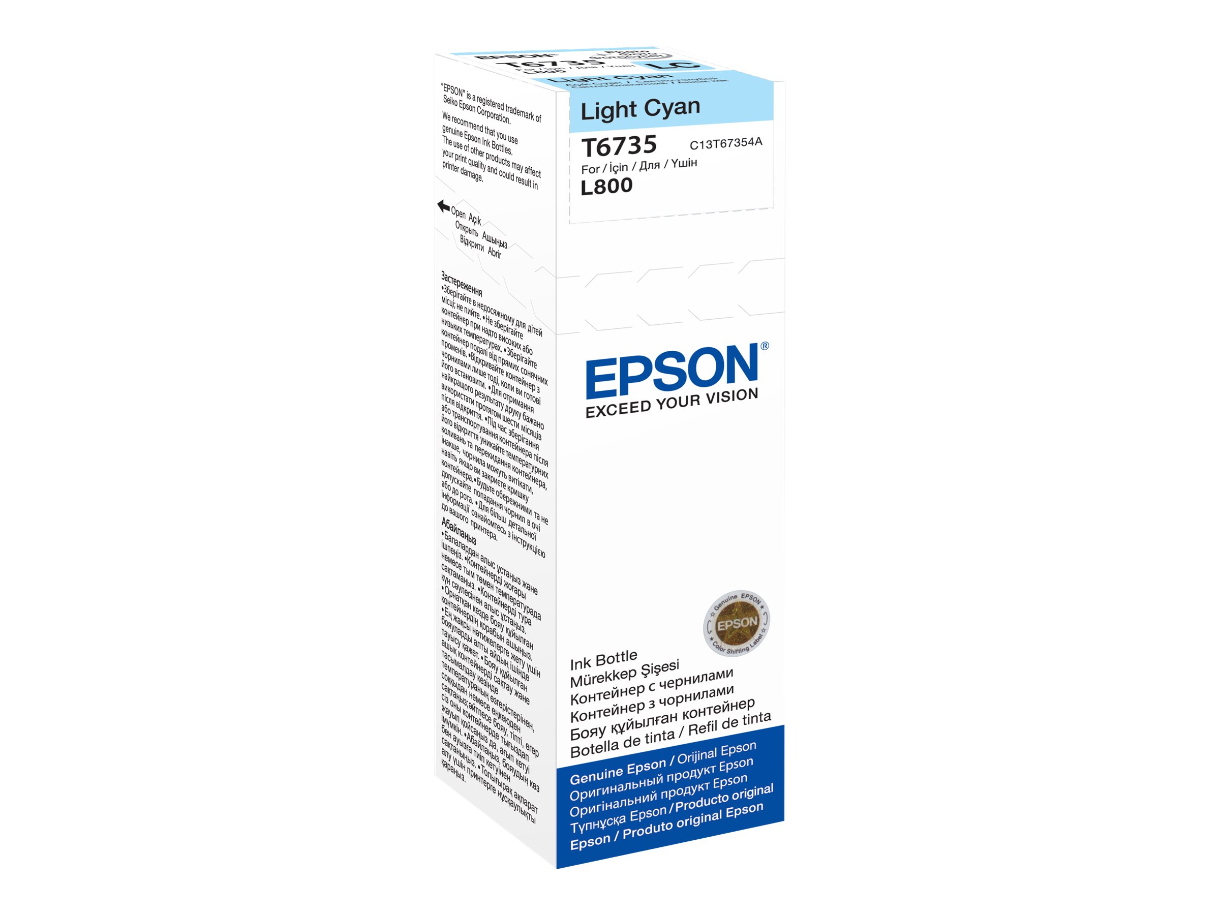 Epson T6735 - 70 ml - hell Cyan - Original - Nachflltinte - fr Epson L1800, L800, L805, L810, L850
