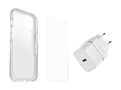 OtterBox Symmetry Series - Hintere Abdeckung für Mobiltelefon - 50 % recycelter Kunststoff - klar - mit Alpha Glass Displayschut