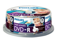 Philips DM4I6B25F - 25 x DVD-R - 4.7 GB (120 Min.) 16x - mit Tintenstrahldrucker bedruckbare Oberflche - Spindel