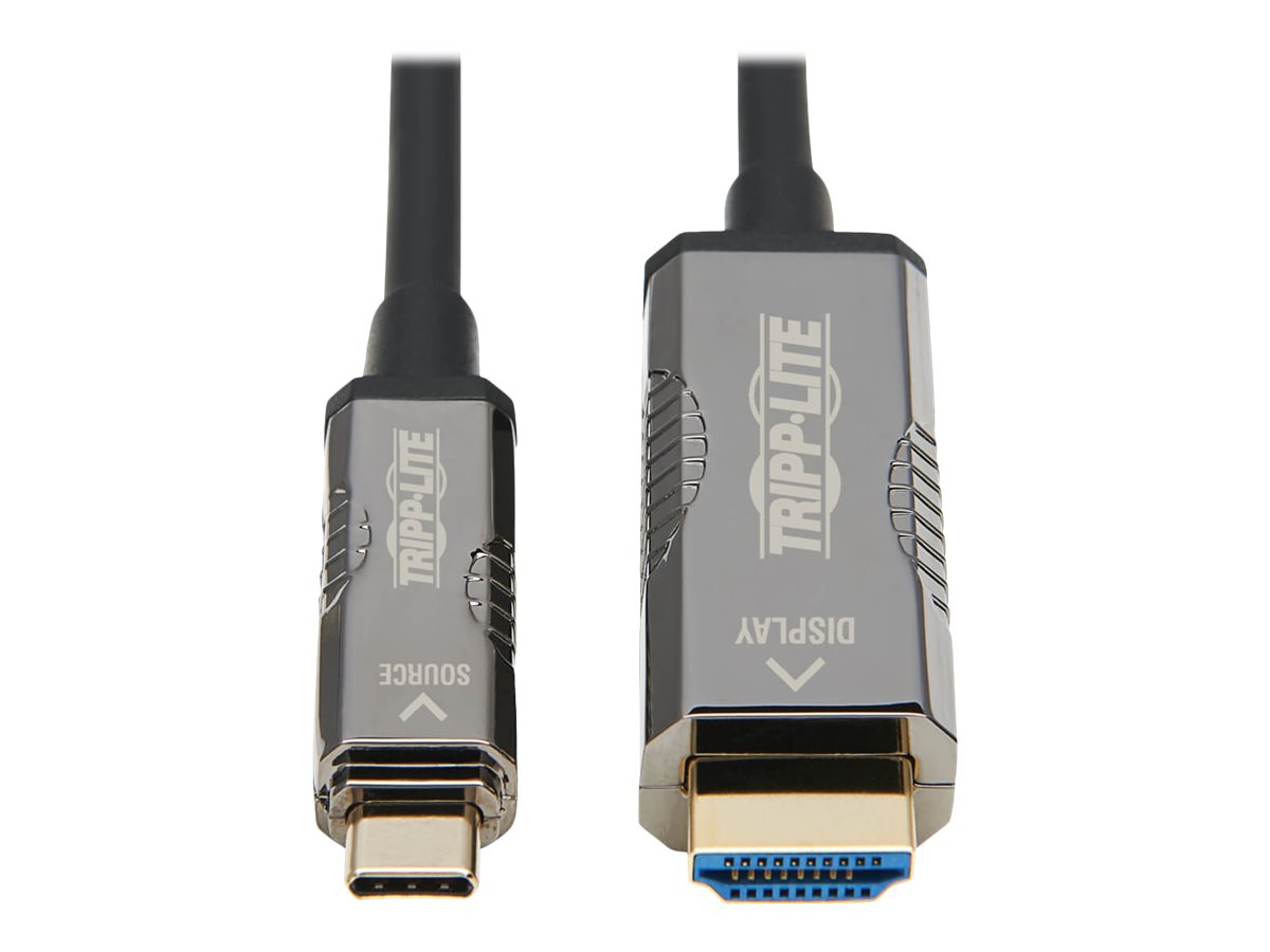 Tripp Lite High-Speed USB-C to HDMI Fiber Active Optical Cable (AOC) - UHD 4K 60 Hz, HDR, CL3 Rated, Black, 15 m - Adapterkabel 