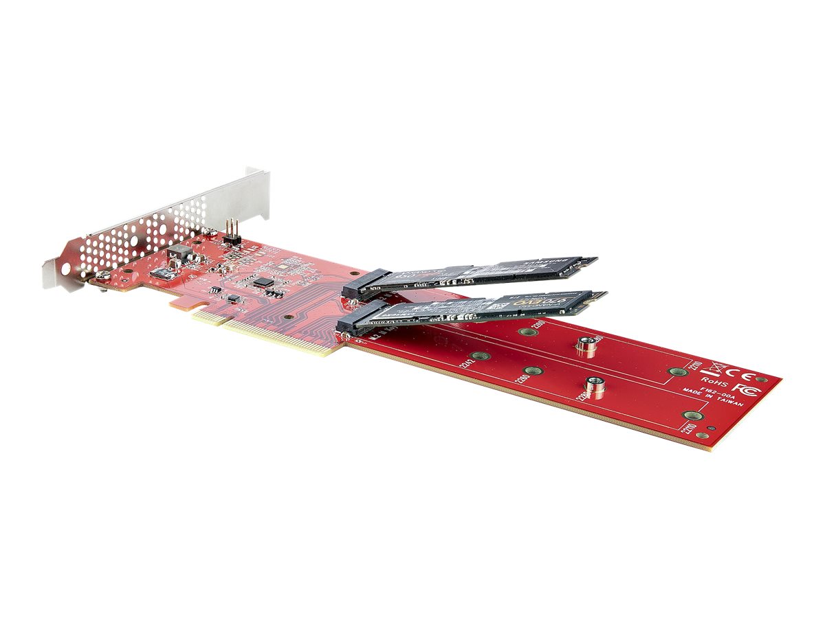 StarTech.com Dual M 2 PCIe AdapterKarte, PCIe x8/ x16 auf Dual AHCI oder NVMe M.2 SSDs, PCI Express 4.0, 7,8GB/s pro Laufwerk, B